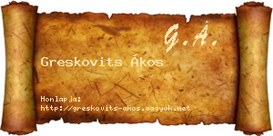 Greskovits Ákos névjegykártya