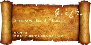 Greskovits Ákos névjegykártya